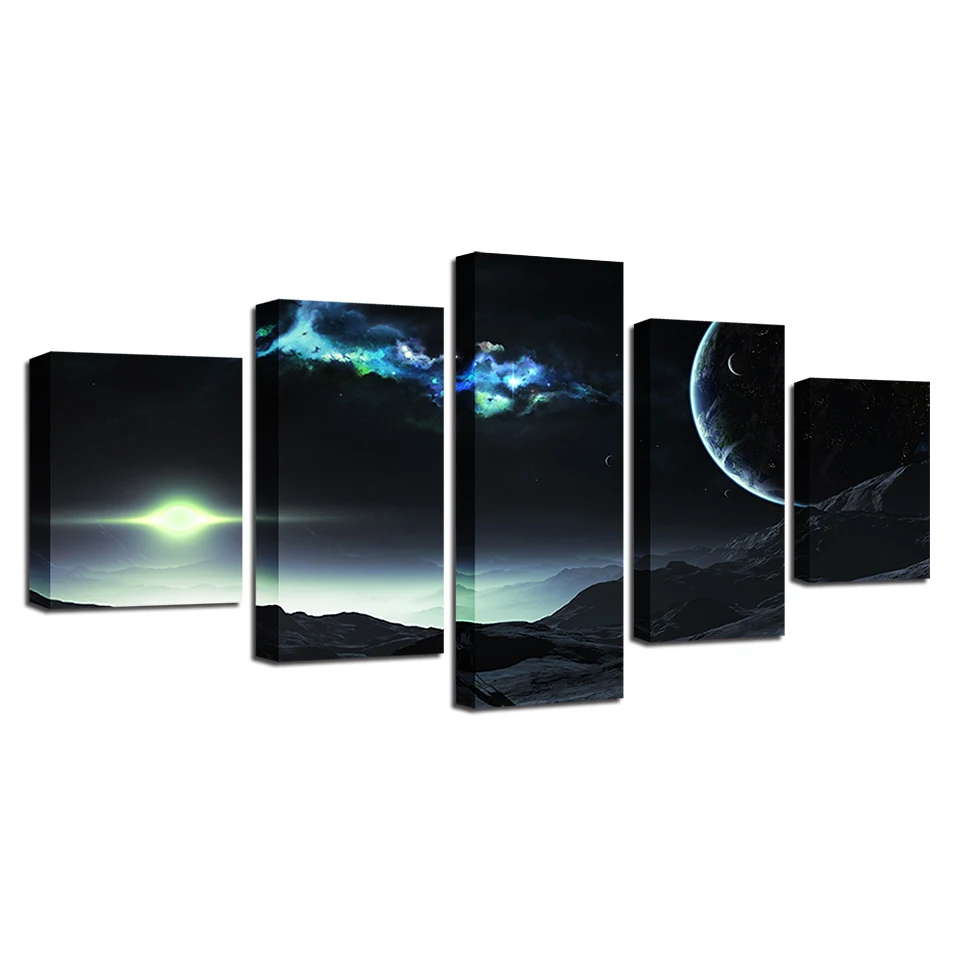 

Wall Art Asteroids Canvas Pictures 5 Pieces Outer Space Planet Paintings HD Prints Earth Posters Modular Framework Home Decor