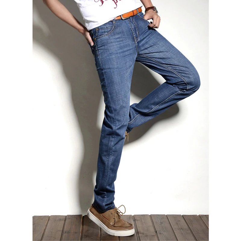 Новинка 2019 мужские модные синие джинсы размер 28 40 повседневные облегающие