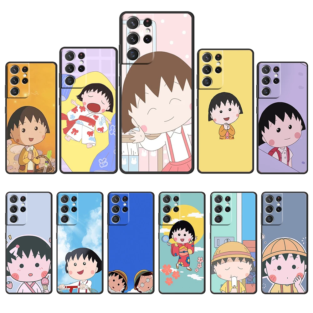 

Chibi Maruko-chan Anime for Samsung Galaxy S22 PRO S21 S20 FE Ultra S10e S9 S8 S7 S6 Plus Edge 5G Black Phone Case Cover