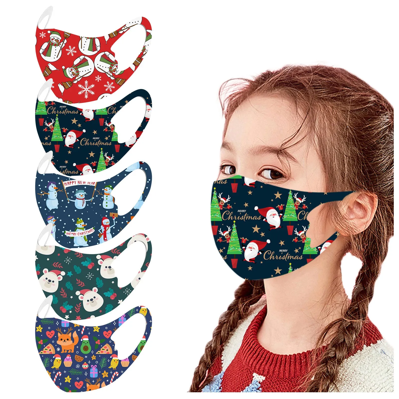 5 шт. с принтом хлопковая Футболка изображением маски ребенка Моющиеся