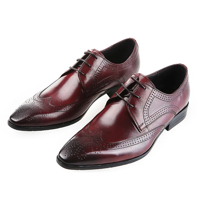 

Brand business mens dress shoes genuine leather tan black Italian fashion male shoes dress shoes men