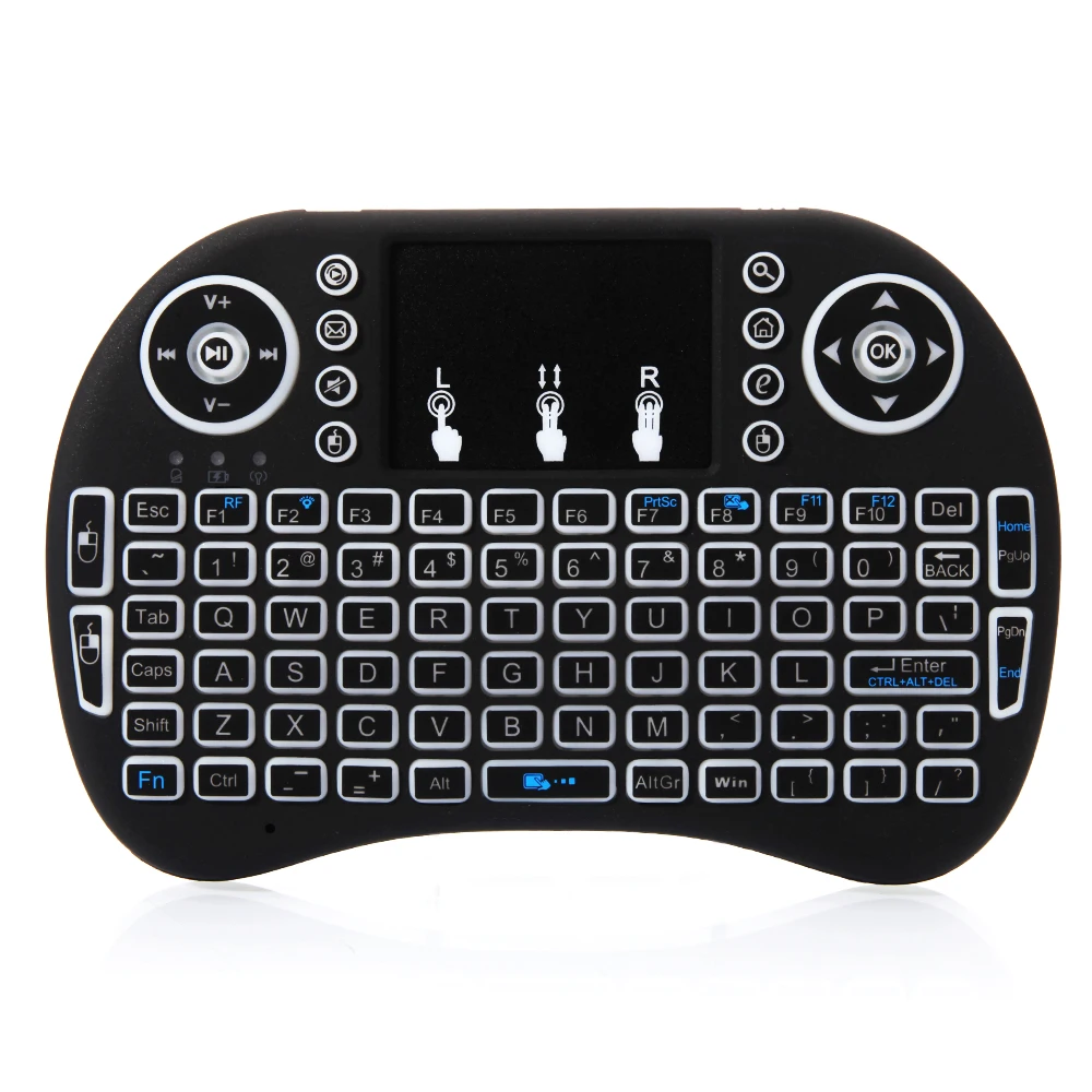 

MINI i8 Gaming Keyboard 2.4GHz 3-color Backlight Wireless Keyboard with Touchpad Black teclado mecanico игровая клавиатура