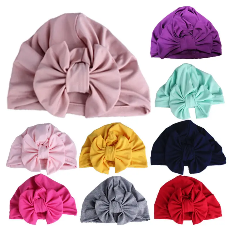 New Newborn Toddler Kids Baby Boy Girl Turban Cotton Bowknot Candy Color Solid Warm Beanie Hat Hospital Winter Cap | Детская одежда и