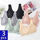 Бюстгальтер женский бесшовный кружевной, пуш-ап, 3 шт., размера плюс