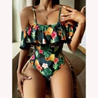 Женский слитный купальник с цветочным принтом, размеры s-xxl