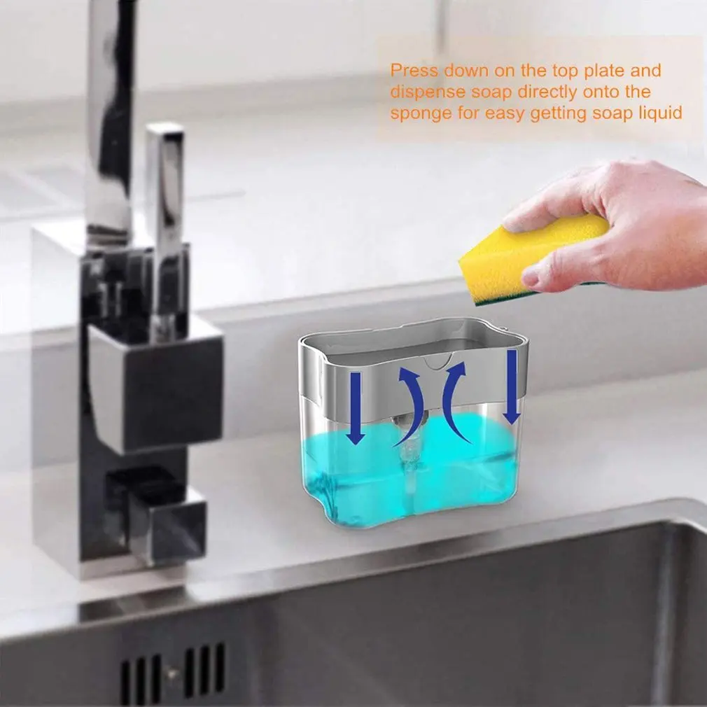 

Soap Dispenser Pump With Sponge Manual Press Cleaning Liquid Dispenser Container Manual Press Soap Organizer Kitchen Tool
