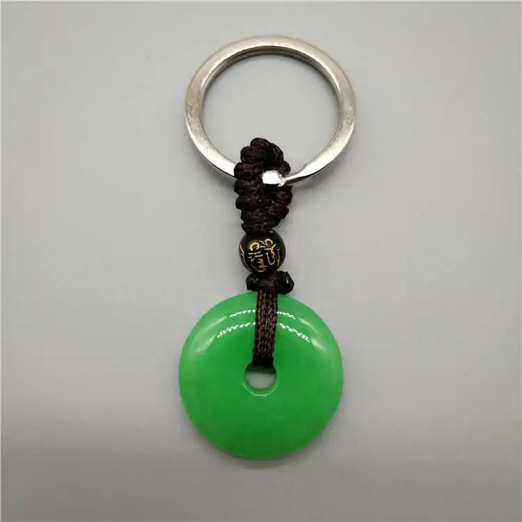 Красивый оптовый китайский натуральный ручной резной Harmony Lucky Green нефрит брелок +