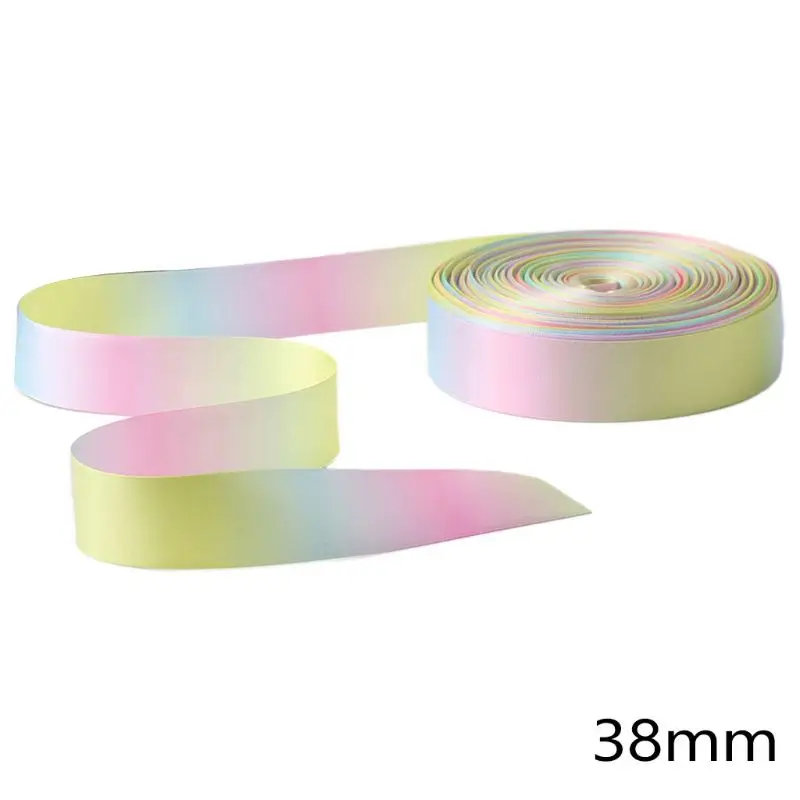 

50 Yard Light Rainbow Gradient Double Sided Satin Ribbon for DIY Hair Bow Making XX9D