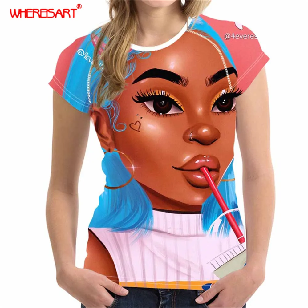 

Футболка женская черная с круглым вырезом и принтом в стиле хип-хоп