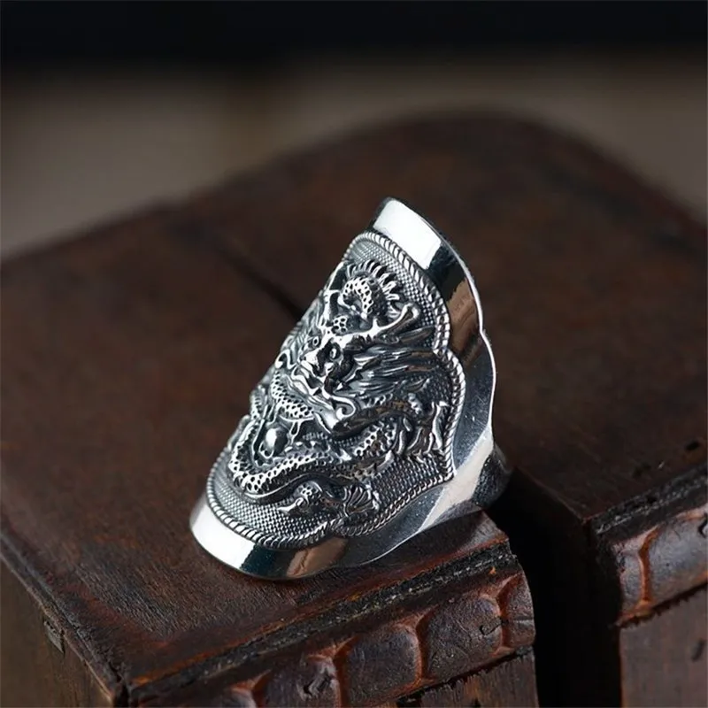 

Vintage Zhong Kui Fu Demon Bat Copper Men's Opening Ring Religious Punk Style Adjustable Male Ring Jewelry 2020 BAOSHINA