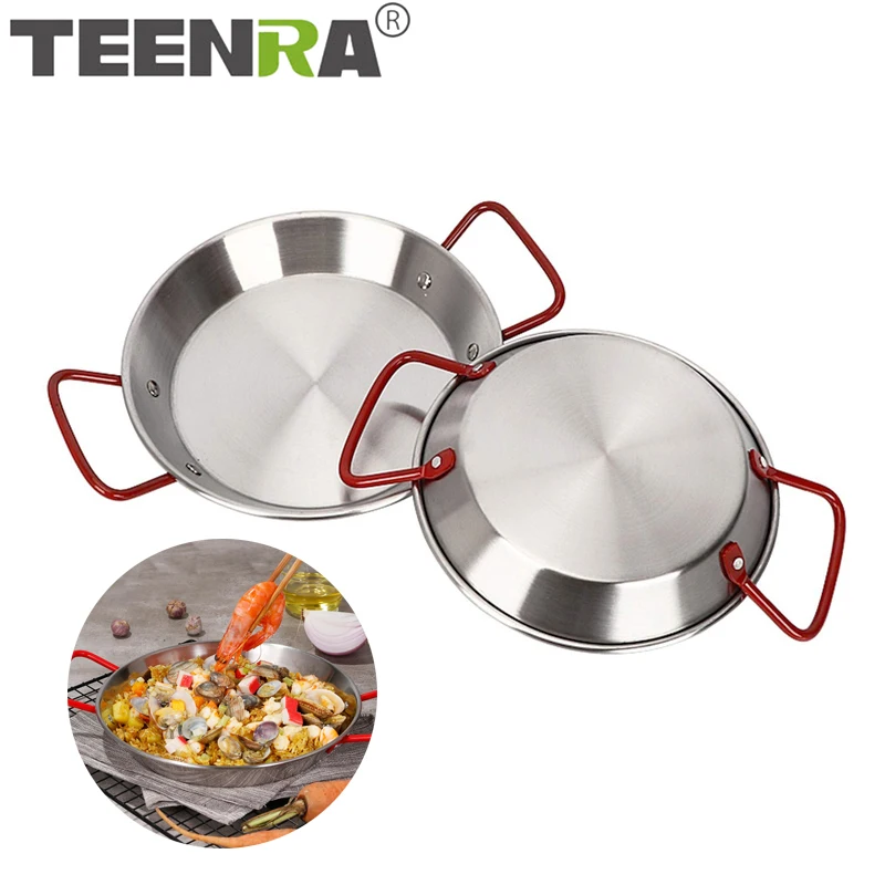 

TEENRA Stainless Steel Paella Pan Spanish Seafood Frying Pot Non-stick Frying Pot Kitchen Fried Chicken Fruit Plate Cooking Tool