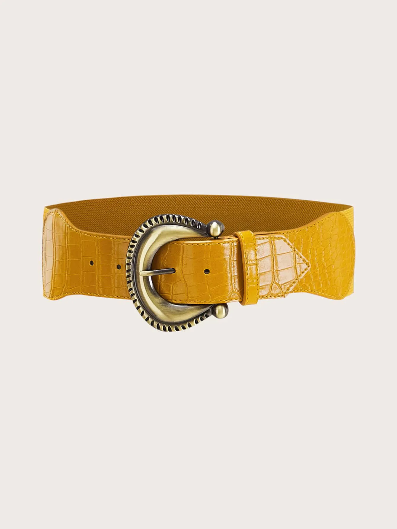 Antique Women Belt Wide PU Leather Corset Waist Belts Elastain Stretchable Dress Decoration Yellow Waistbelt Band