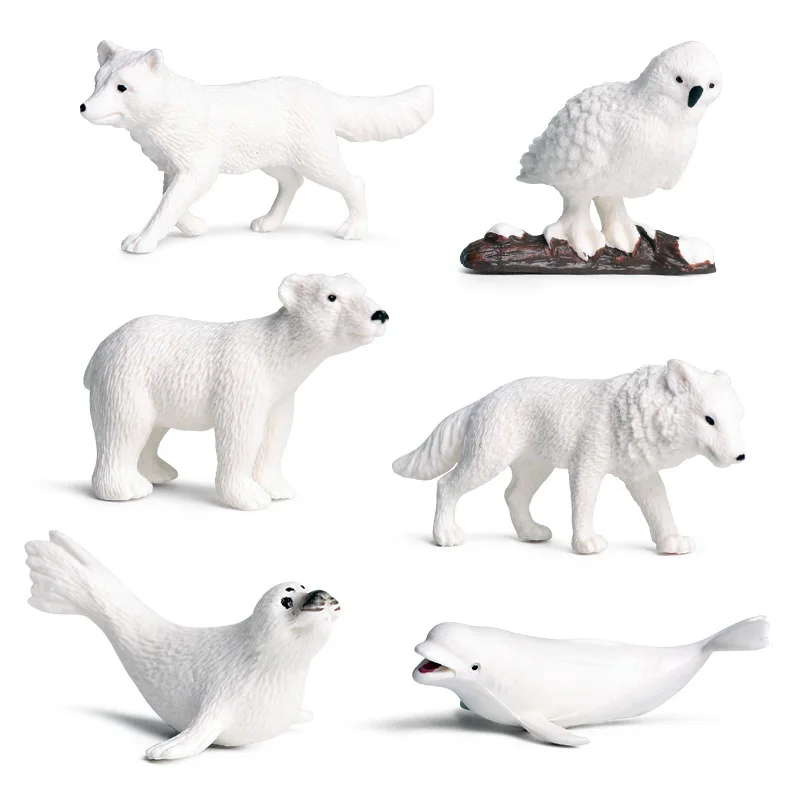 

6 Pcs Kids Simulation Sea Life Arctic Animals Beluga Polar Bear Seal Arctic Fox Action Figures Figurines Miniature Education Toy