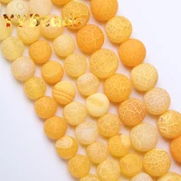 natural matte yellow frost cracked agates beads orange yellow dragon vein agates loose beads for jewelry making bracelets 4 12mm