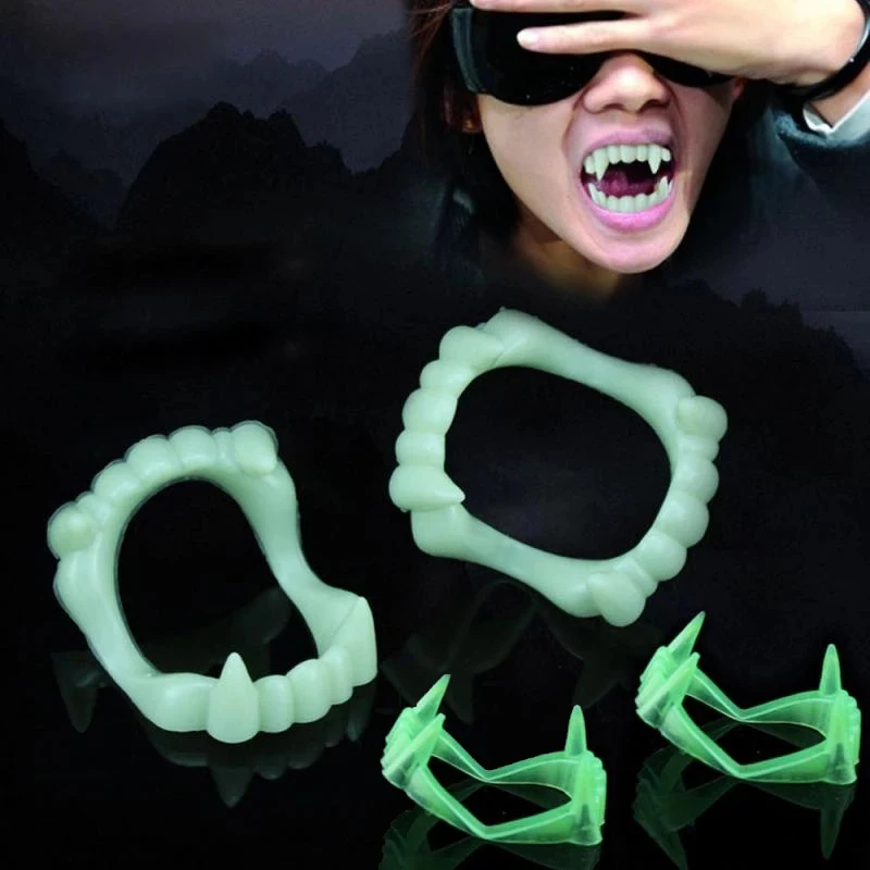 

Светящиеся флуоресцентные протезы вампира, реквизит для ролевых игр на Хэллоуин, вечерние ничные подарки, Подарочная коробка с сокровищами...