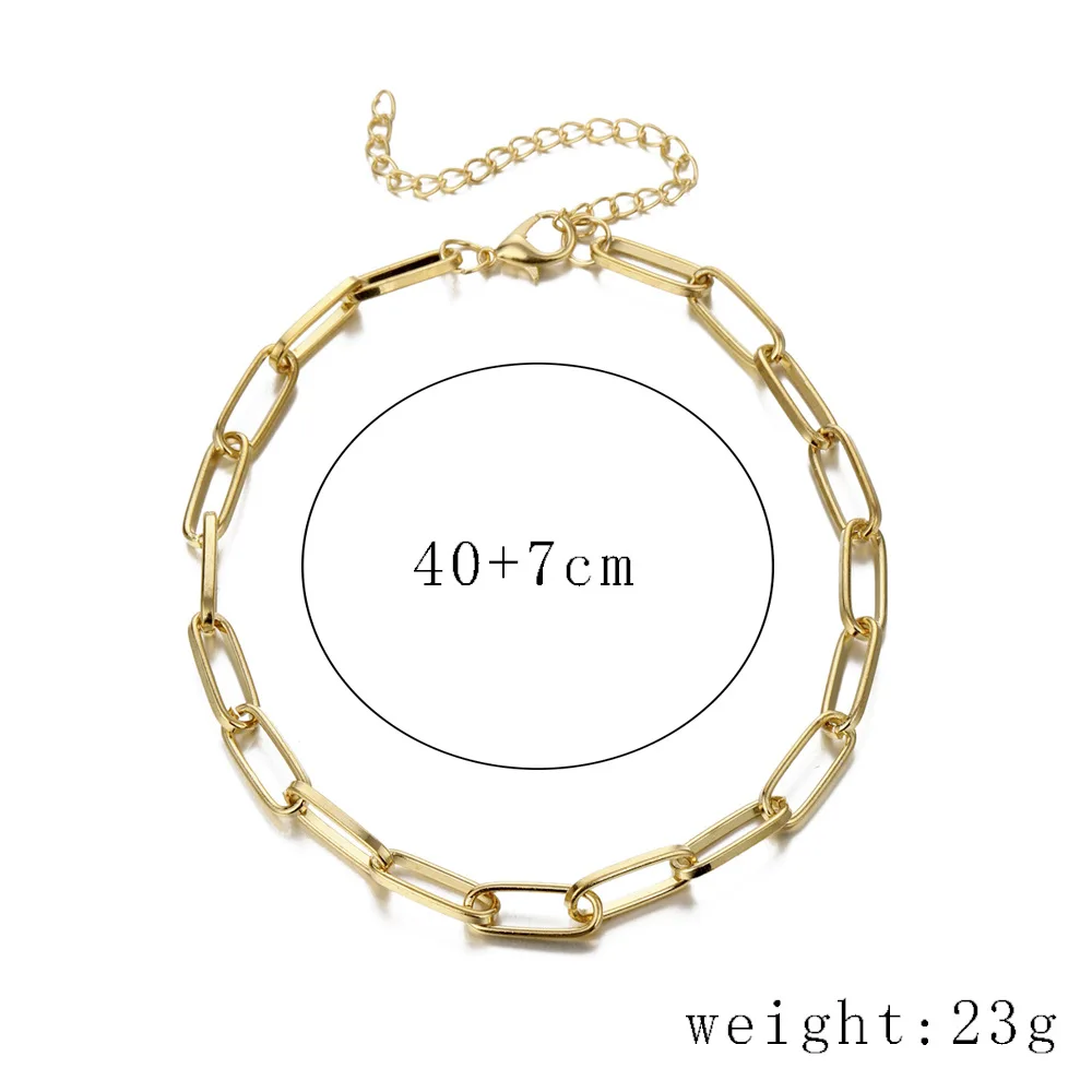 

Fashion Trendy Linked Chain Necklaces Gold Color Circle Choker Necklaces for Women Female Minimalist Necklace Vintage Jewelry