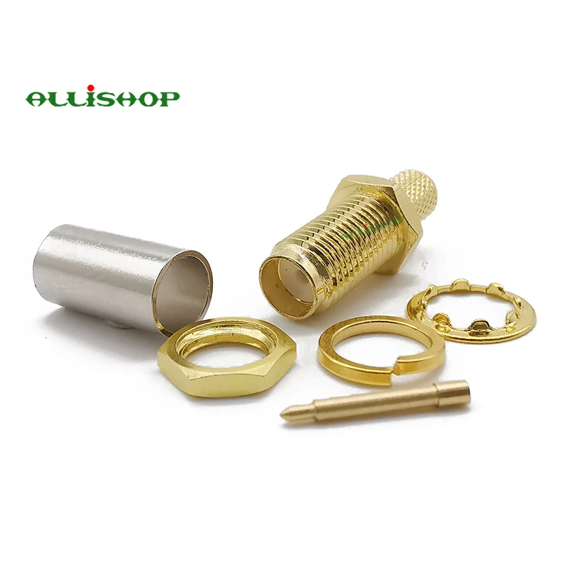 2 шт. радиочастотный соединитель RP SMA гнездовой штырьковый обжимной RG58 RG142 LMR195 RG400
