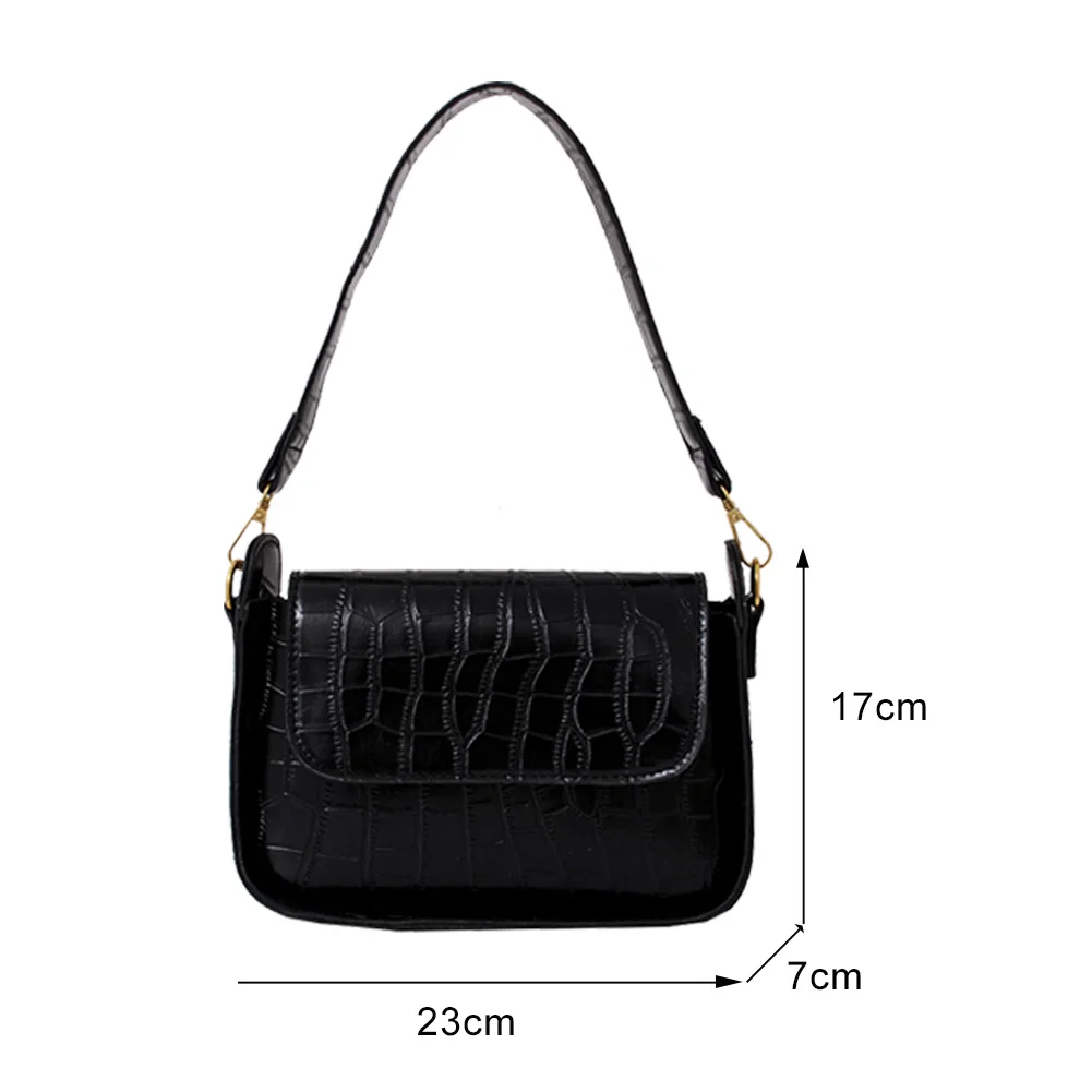 

Retro Women PU Leather Alligator Pattern Shoulder Underarm Bags Ladies Designer Small Flap Purse Handbag
