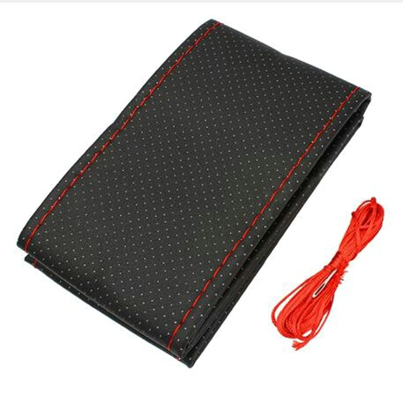

Braid On Steering Wheel Car Steering Wheel Cover With Needles and Thread Faux Leather Diameter 38cm Auto Car Accessories