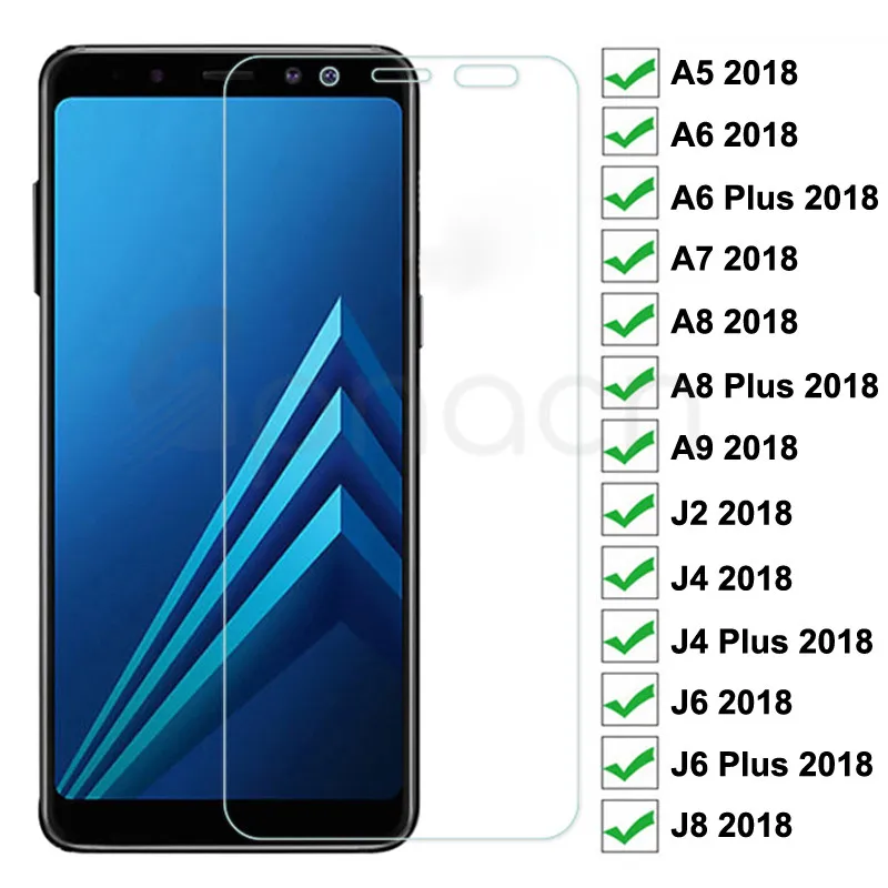 9H Защитное стекло для Samsung Galaxy A6 A8 J4 J6 Plus 2018 защита экрана J2 J8 A5 A7 A9 защитная пленка