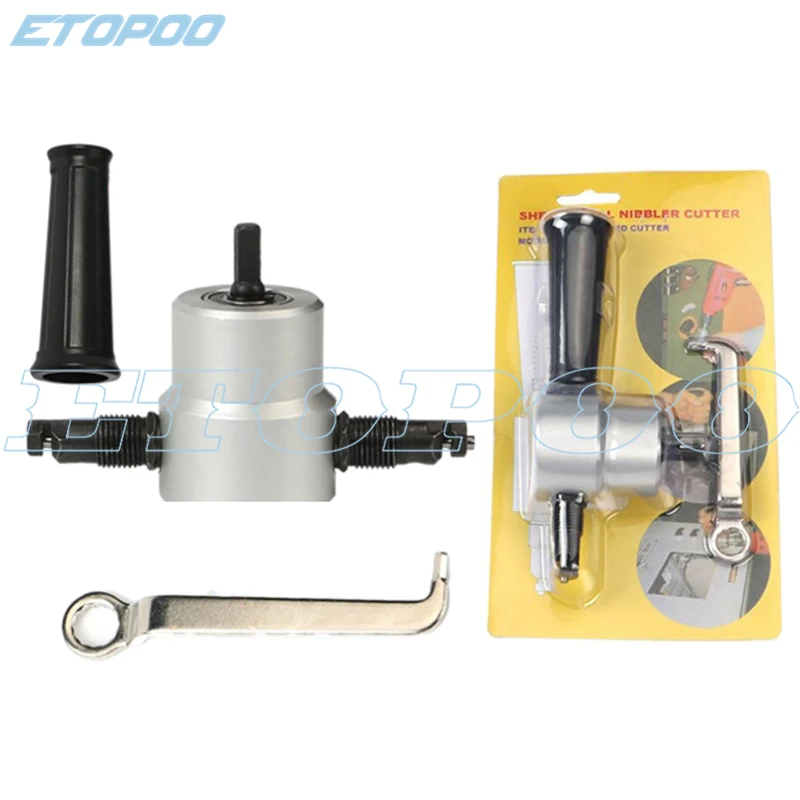 

Professional Double Head Metal Sheet Cutter Drill Attachment 360 Degree Rotating Cutting Head For Cutting Plate Stainless Steel