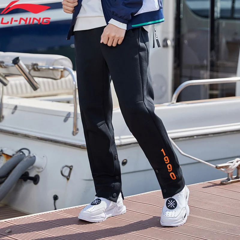 Li Ning мужские трендовые спортивные штаны с принтом обычная посадка 63% хлопок 37%