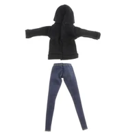 magideal costume black hoodie jeans pants set for 16 doll outfits accs