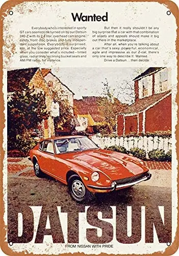 

1972 Datsun 240-Z 12 X 8 Inches Retro Metal Tin Sign - Vintage Art Poster Plaque