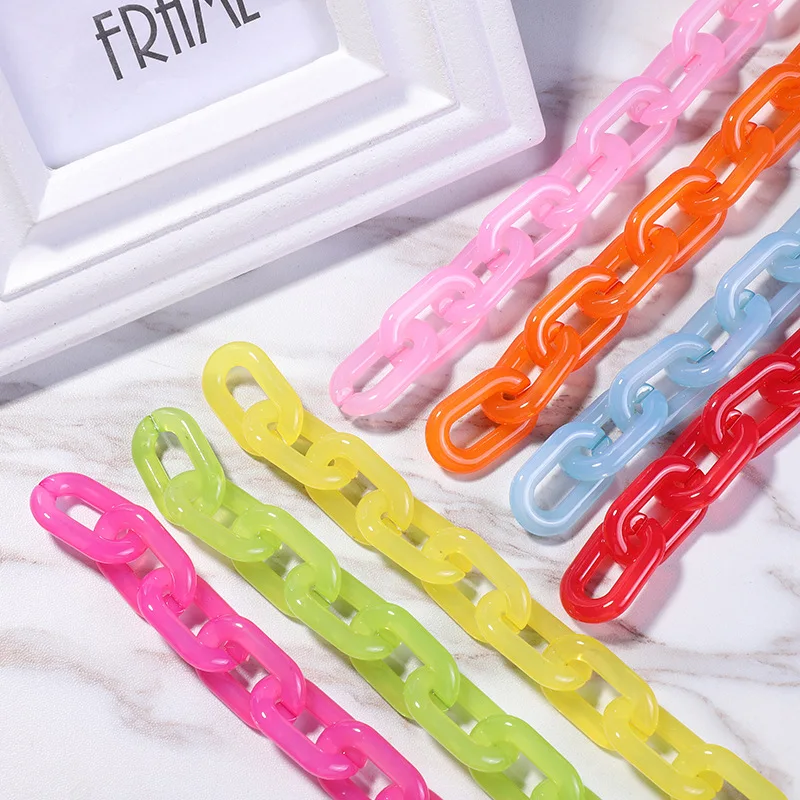 

40CM New Fashion Candy Jelly Colorful Acrylic Long Chain Necklace For Women Chain Chunky Choker Pendant Necklace Jewelry Making