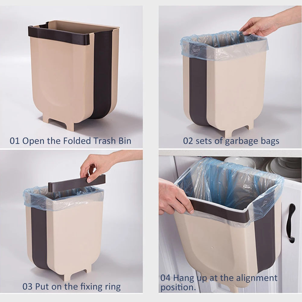 Складные мусорные баки 9L настенное ведро для мусора в автомобиле хранения ванной