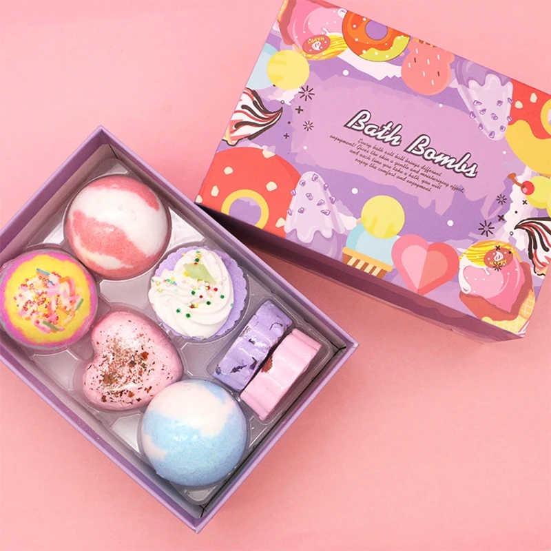 

7Pcs Special Shape Bath Bombs Gift Set with Essential Oils Spa Bubble for Women