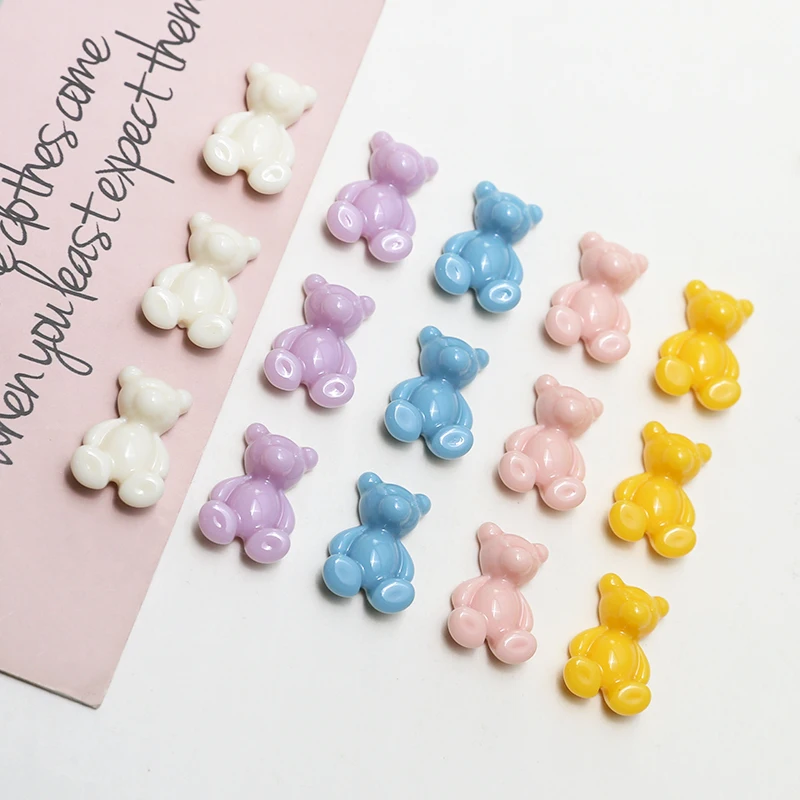 

New style 50pcs/lot color print cartoon animals bears shape resin flatback beads diy jewelry earring/garment accessory