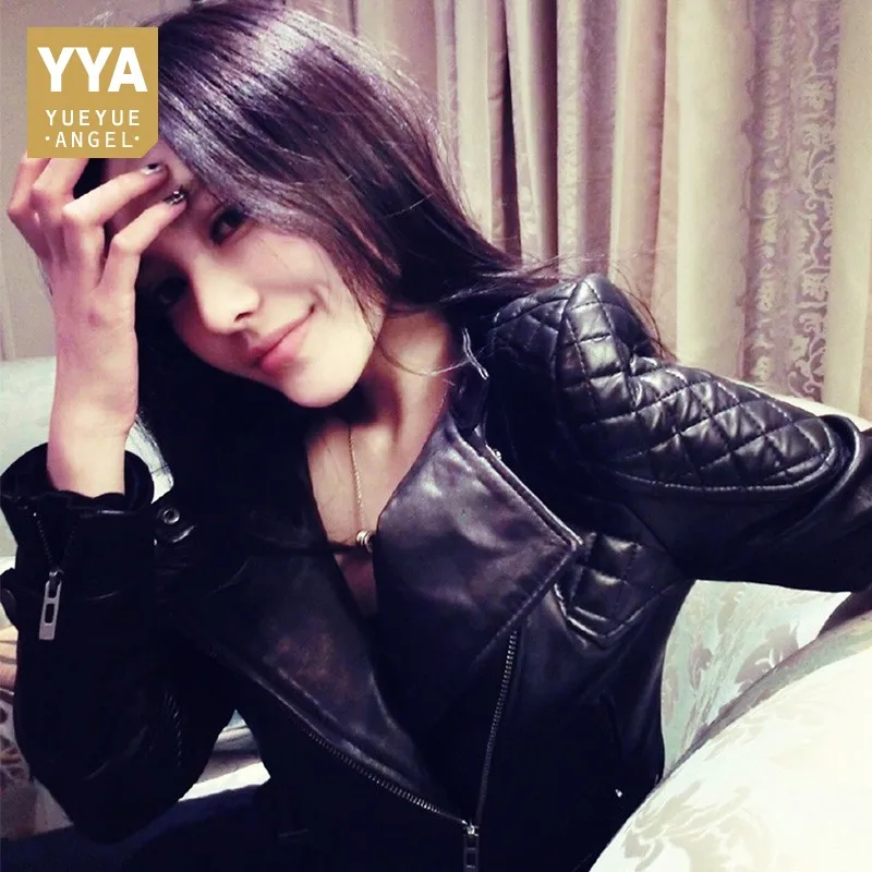 Женская короткая куртка в стиле панк из натуральной овечьей кожи | одежда