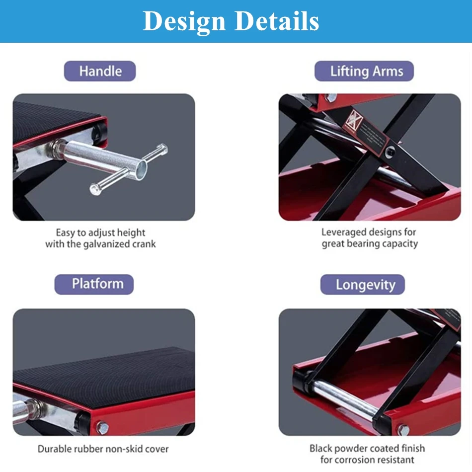 Подъемник для мотоцикла грузоподъемностью 500 кг/фунтов центральный ножничный