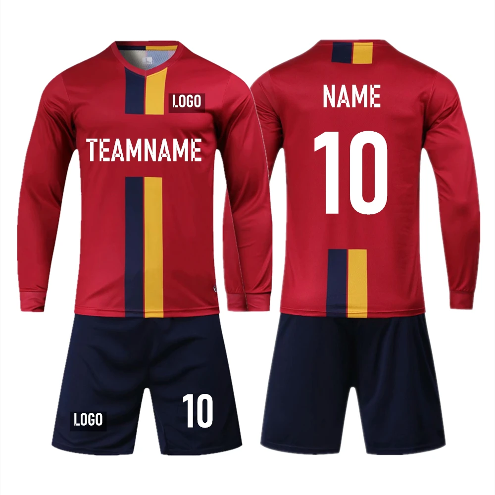 

Футболка с длинным рукавом для мужчин и женщин, комплект одежды для тренировок по футболу, рубашка с двумя карманами и шорты