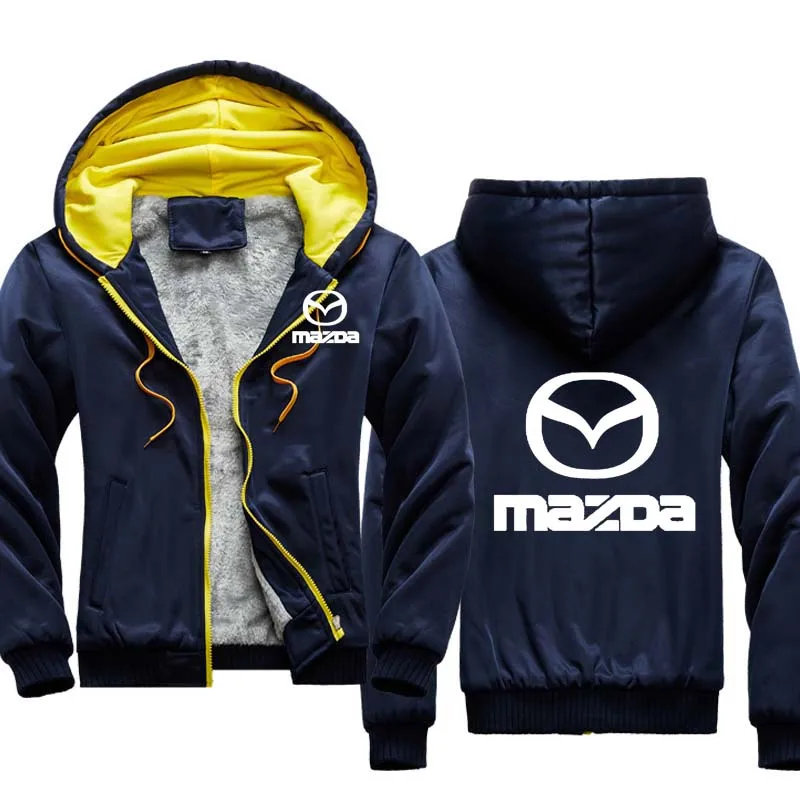 

winter Plus velvet thickening Men's Hoodie Mazda Car Logo Print high quality Cotton Fashion quality Hooded Men's thick top
