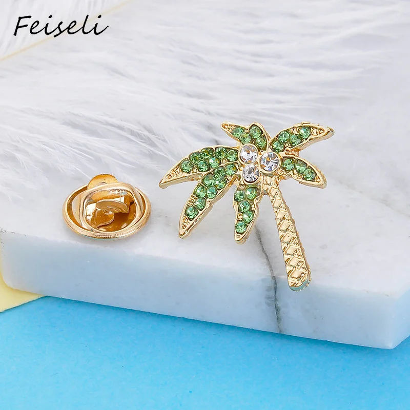Feiseli креативный сплав мультфильм ананас Кристалл Брошь для женщин кокосовое