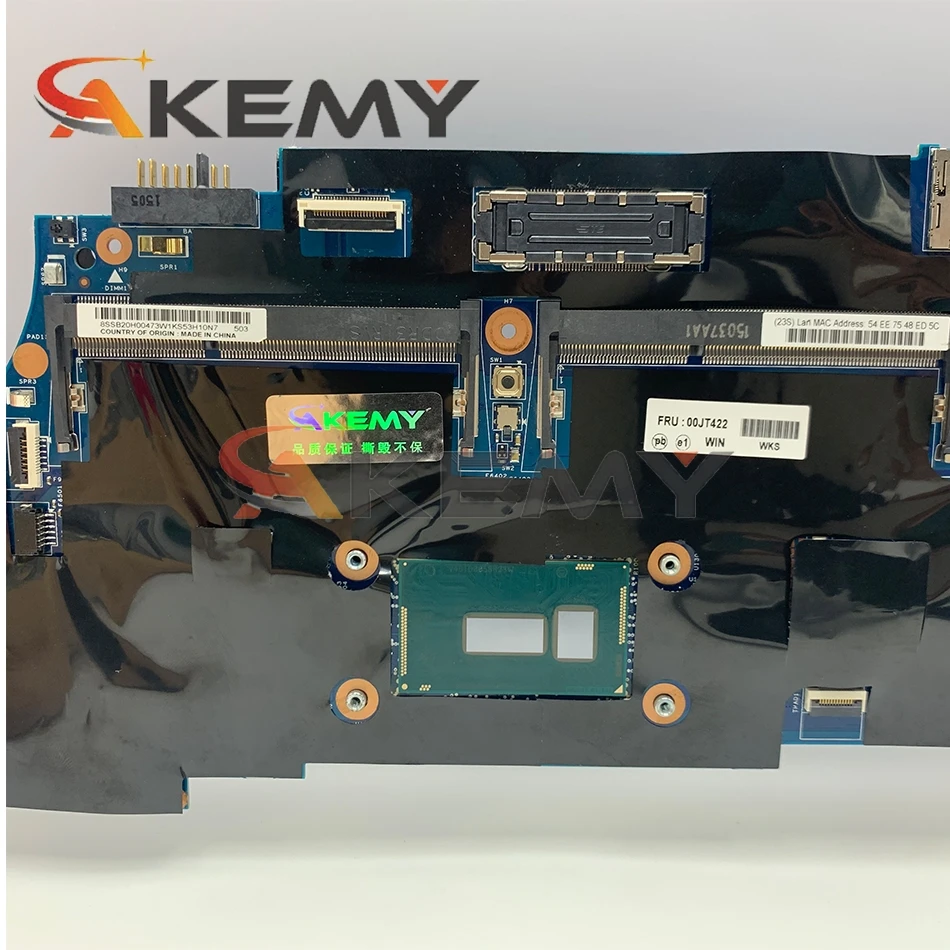 

Laptop motherboard For LENOVO Thinkpad T550 Core SR23Y I5-5200U Mainboard 00UR081 00JT394 13251-1 N16S-GT-S-A2