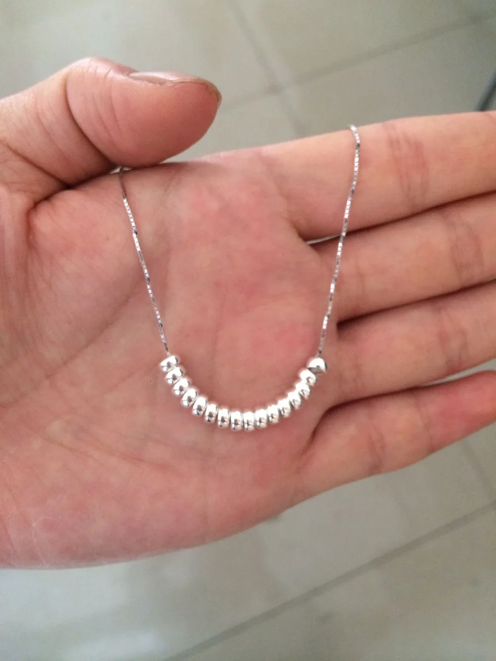 

real. Bohi 925 Sterling Silver jewelry 16Rounds Circles Linked Necklace Slide Pendant Gift GTLX470