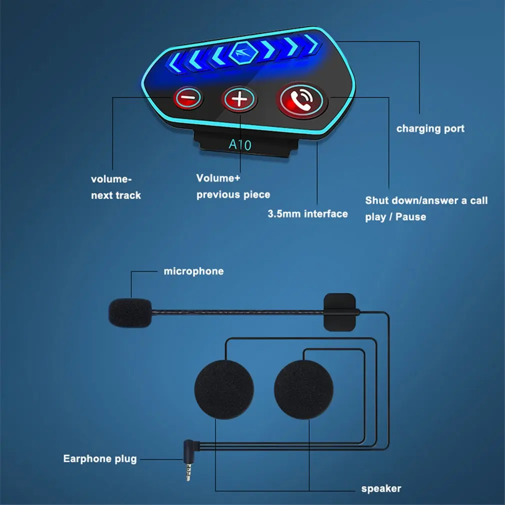 

Motorcycle Helmet Headset Wireless Waterproof 5.0 High Endurance Headphones Built-in 2600 Mah Battery Navigation Earphones