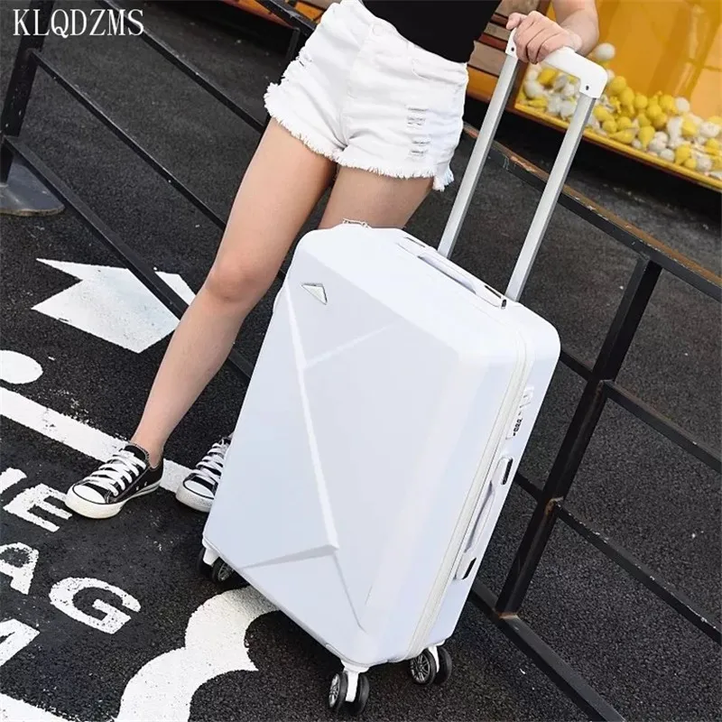 KLQDZMS 20’’22’’24’’26’’28 Inch ABS Chromatic Travel Suitcase On Wheels With Cosmetic Bag Lightweight Trolley Luggage Set