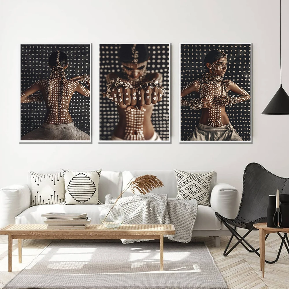 

Posters and Prints Boho Woman Pictures Indians Lady Oil Painting Canvas Wall Art Pictures for Living Room Home Decor No Frame