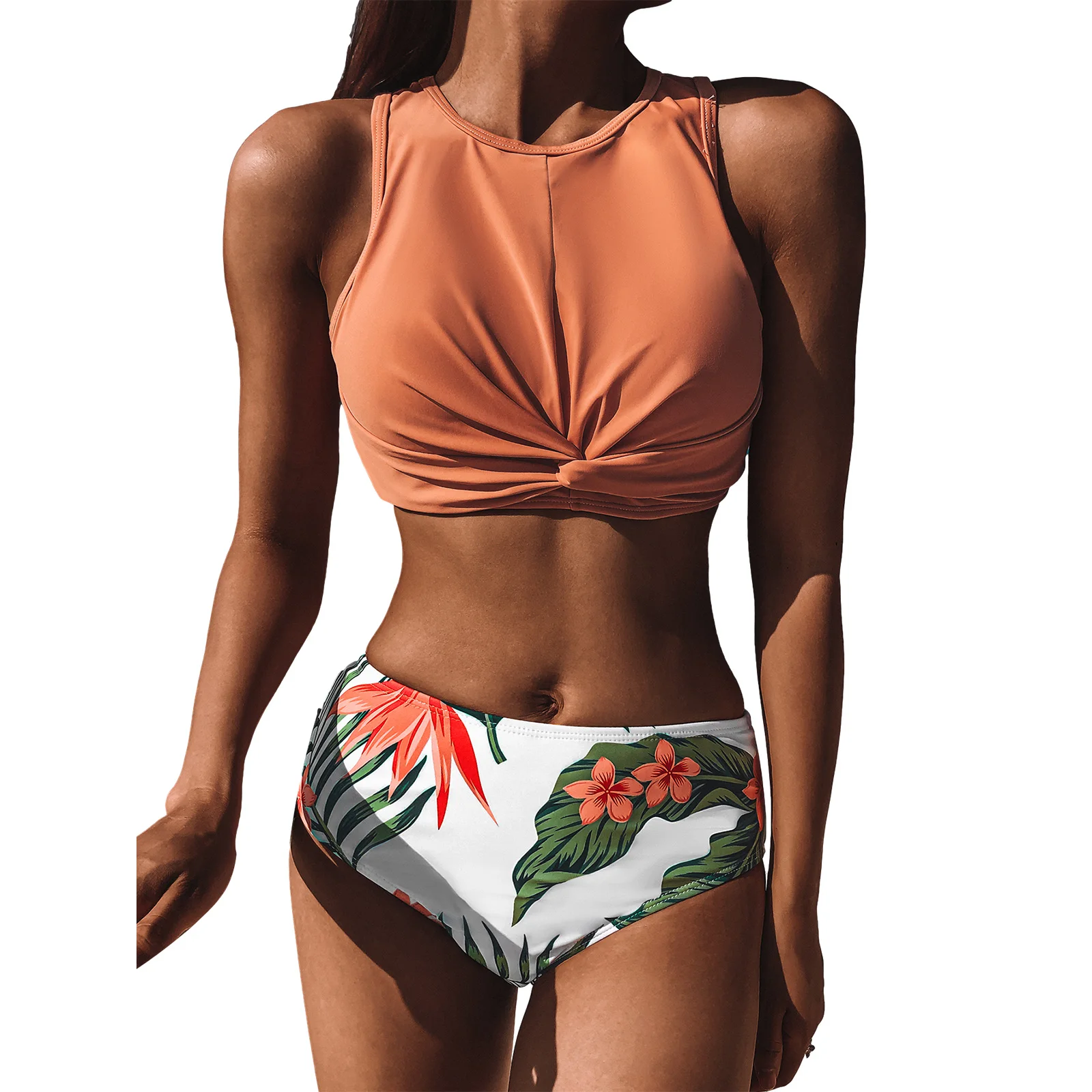 Женский раздельный сексуальный Модный Купальник на бретельках с узлом спереди