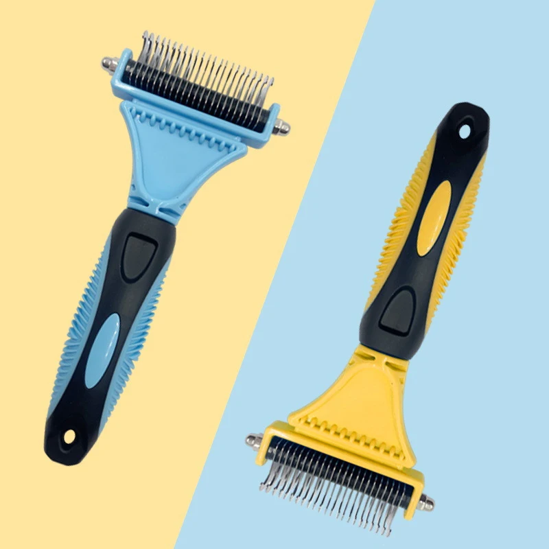 

Pets Fur Knot Cutter Dog Grooming Shedding Tools Pet Cat Hair Removal Comb Brush Double Sided Pet Products Comb for Cats
