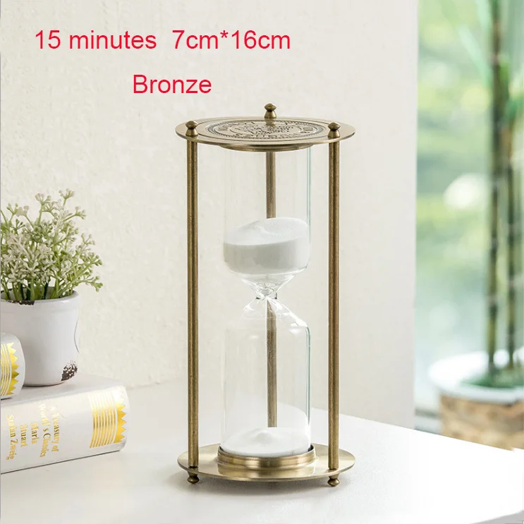 Bronze small 15 30 минут песочные часы Металлические стеклянные песочные часы для дома кухня песок таймер портативные песочные часы кабинет Декор офисного стола подарок - Цвет: Bronze small