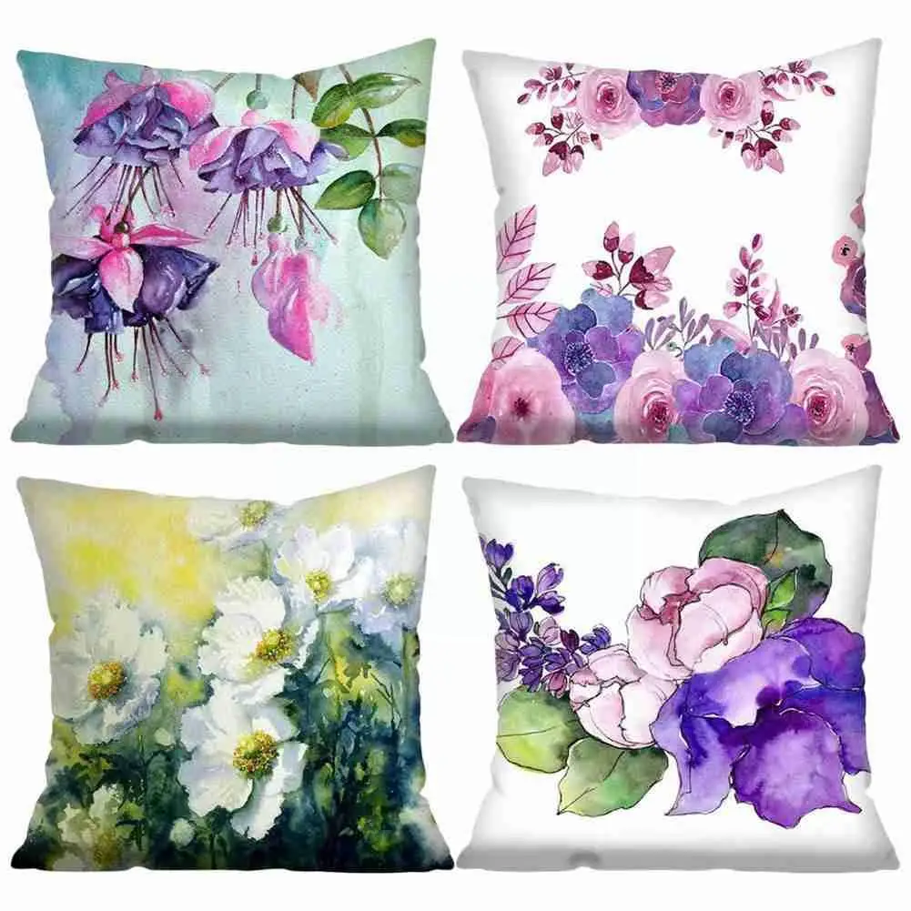 

1PC 45*45cm Color Flower Leaves Pastoral Style Decorative Pillow Cover Pillowcase For Home Case Decoration Cushion Bed Car K5O8