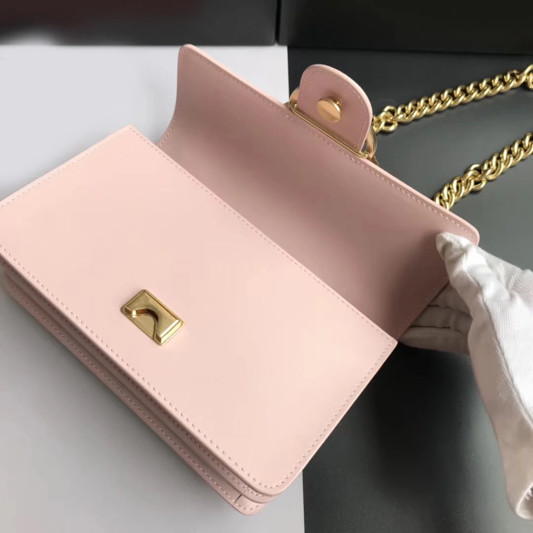 pink Классическая сумка известного роскошного бренда, одноцветная сумка с заклепками, женские сумки-мессенджеры, Оригинальные качественные дизайнерские сумки из натуральной кожи - Цвет: pink
