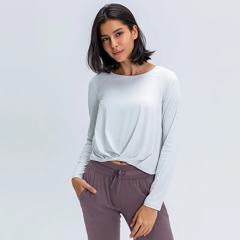 

Женские футболки для йоги с длинным рукавом, футболки для фитнеса и бега, одежда для спортзала, топы, быстросохнущая дышащая женская одежда