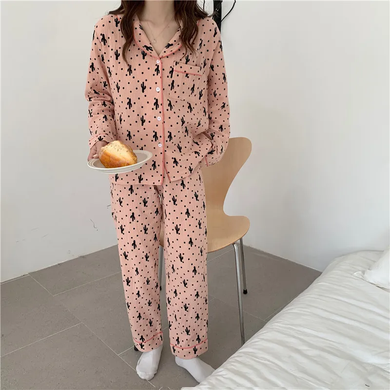 

Alien Kitty 2021 Chic Comfortable Loose New Cotton Fashion Long Sleeve Sleepwear Printed Women Students Home Wear Pajamas Suits