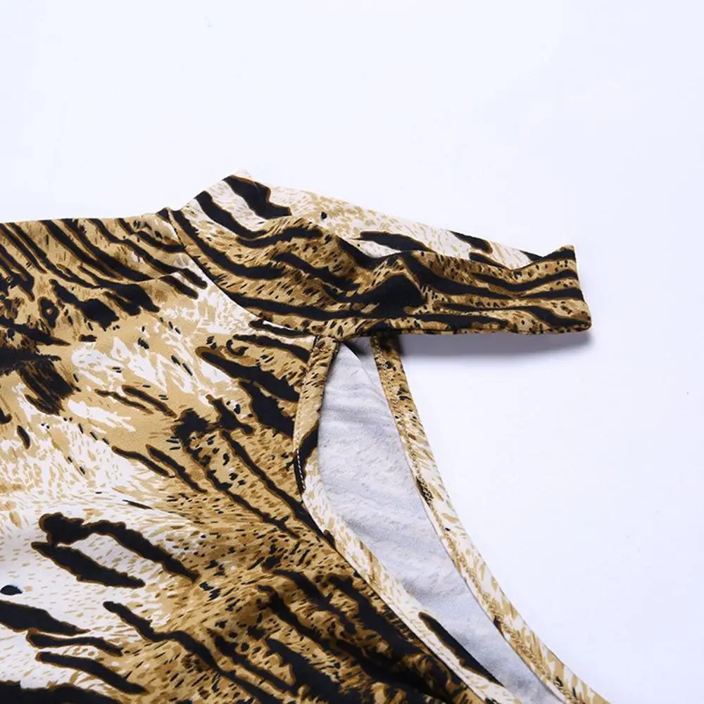 Женское облегающее платье в полоску с тигром одним рукавом модель 2020 года Новое